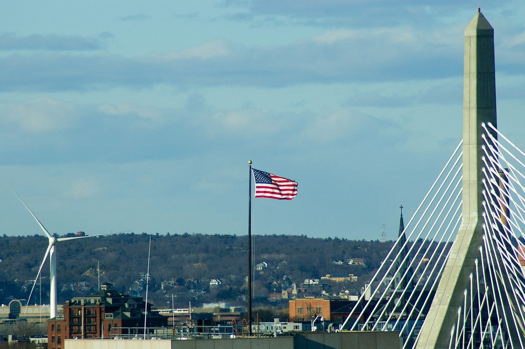 Windmill, Flag, Bridge